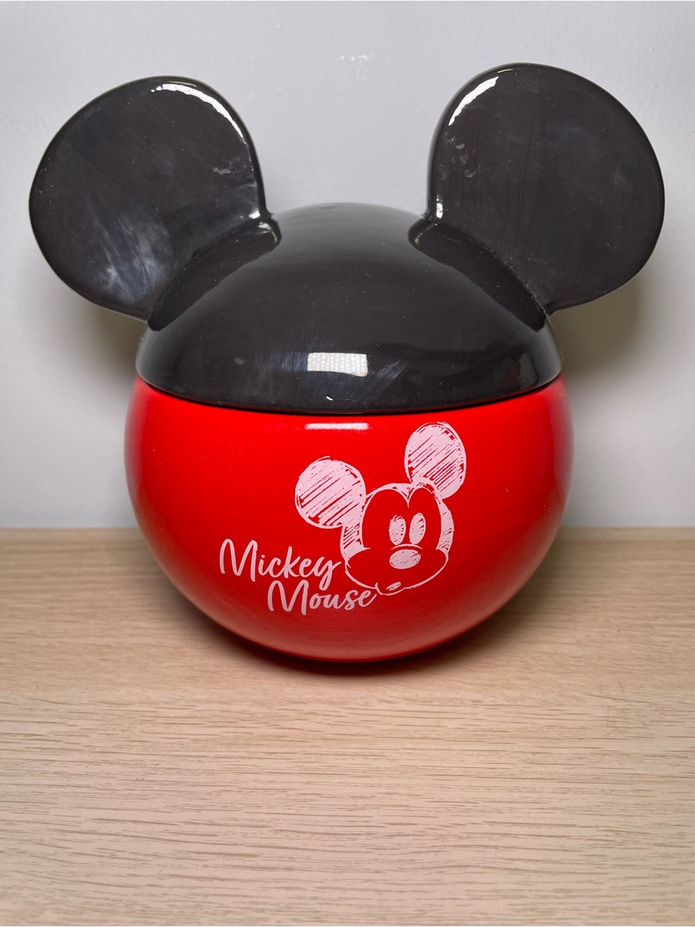 Disney Mickey Mouse Figural Ceramic Candy Treat Snack Jar with Lid